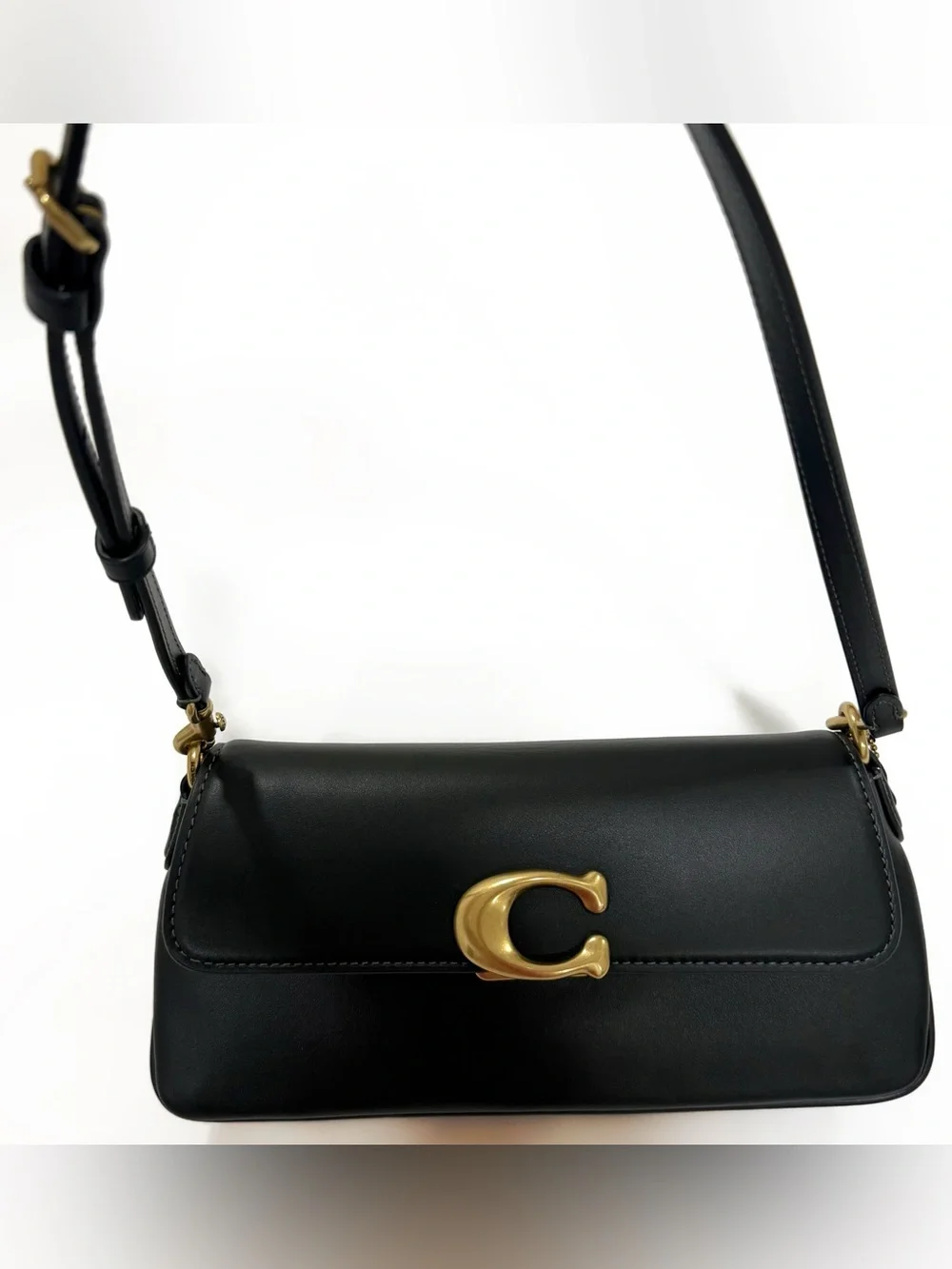 New Coach Jet black leather shoulder bag & crossbody strap